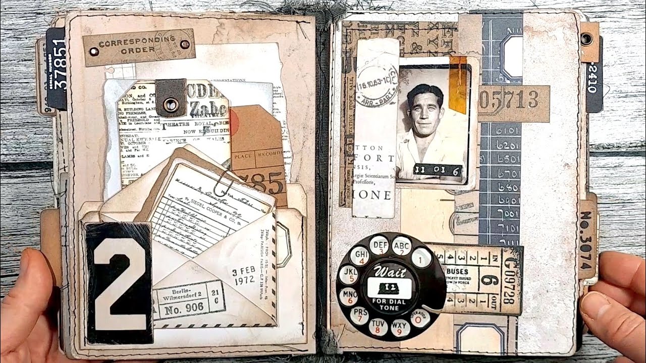 Finishing a book: Vintage Documents Idea-ology Journal with Fabric Binding [Making and Flip Through]