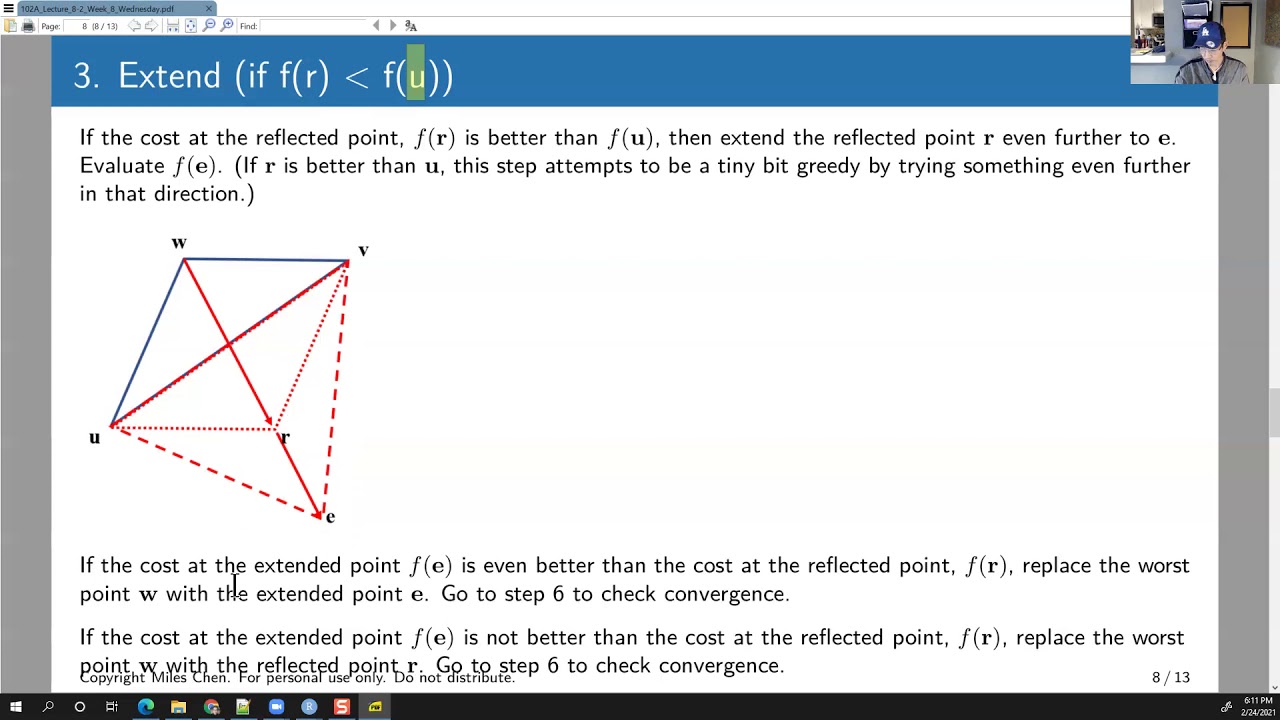Stats 102a Lesson 8 2 Nelder Mead Method Algorithm Youtube