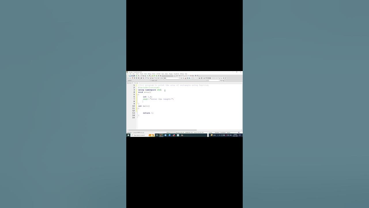 c++ program to print area of rectangle using user defined function ...
