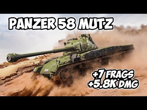 Видео: Pz 58 Mutz - 7 Фрагов 5.8K Урона - Жесть! - World Of Tanks