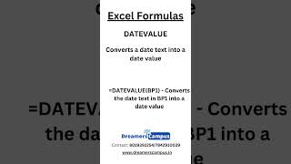 Excel Formula DATEVALUE with Description and example #shorts