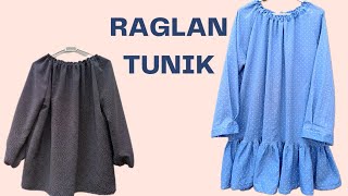 Tutorial tunik raglan paling mudah #diytunik #lenganraglan #blouse