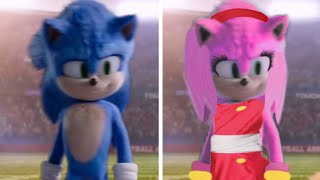 SONIC Movie 2 OLD Design VS NEW Design (SONIC VS AMY SONIC BOOM TAILS KNUCKLES)