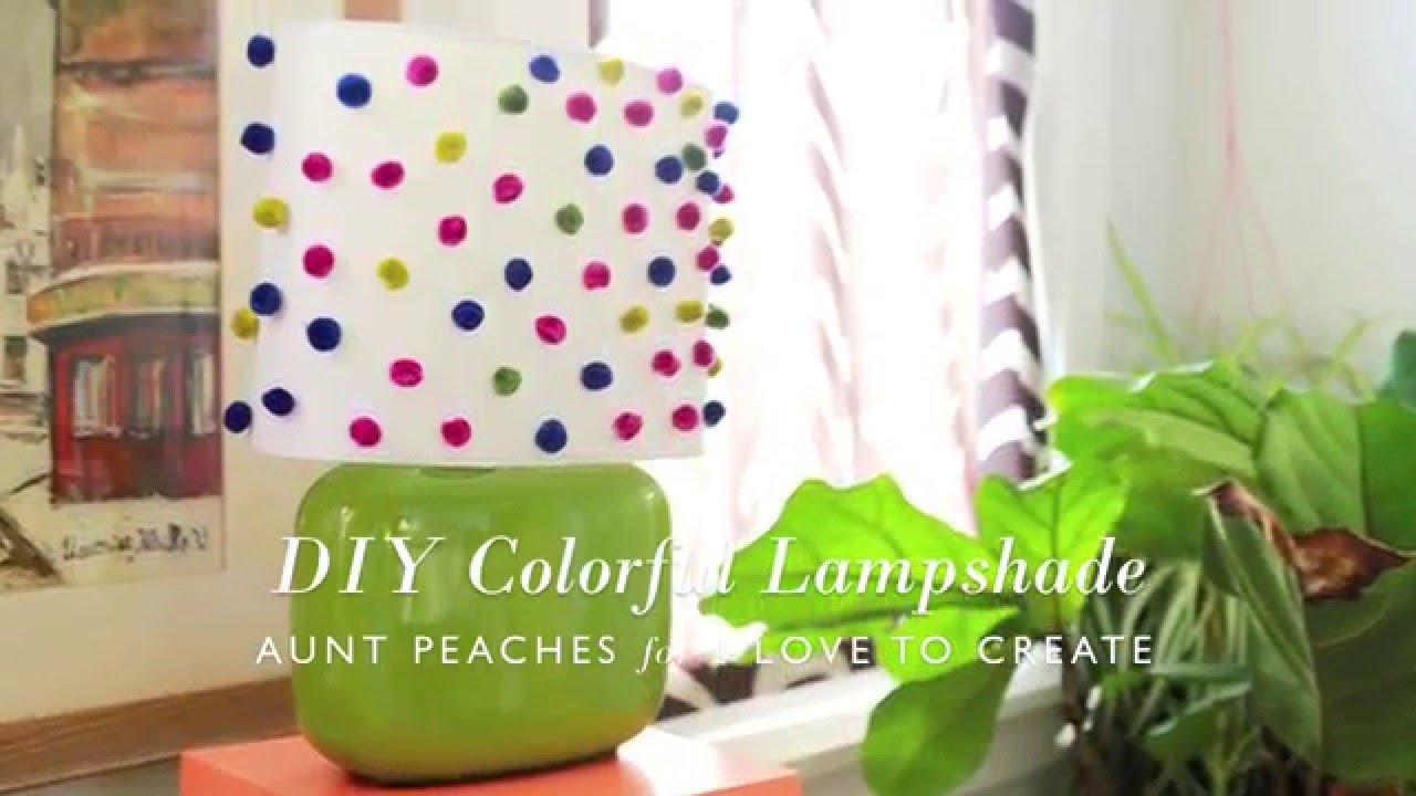 How To Glue Pom Poms Fabric Lampshade Diy From Aunt Peaches How To Glue Pom Poms Fabric Lampshade Diy From Aunt Peaches