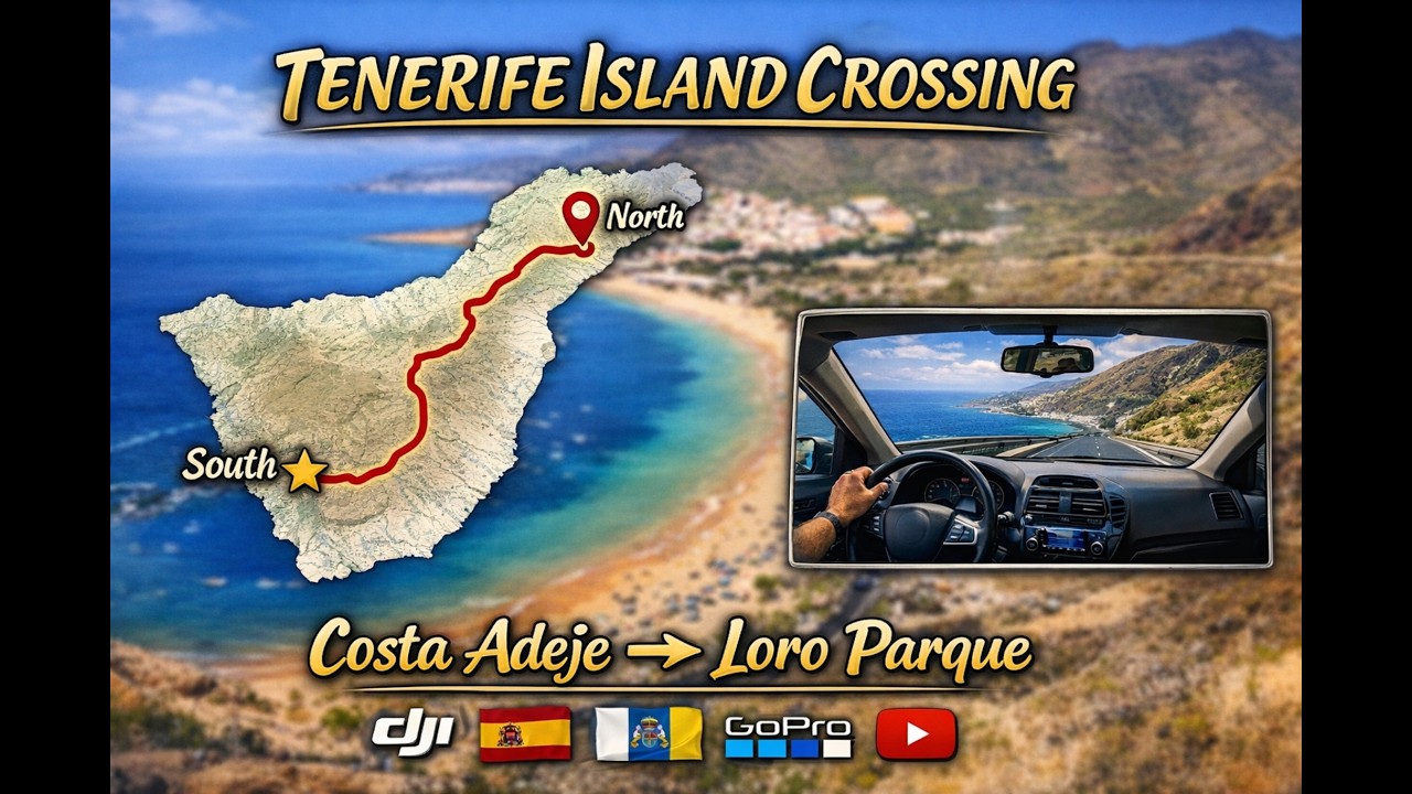 Tenerife South to North Full Drive 4K | Costa Adeje to Loro Parque | TF-1 & TF-5