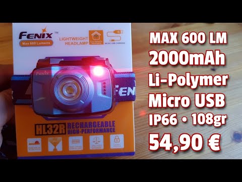 ✔ FENIX HL32R Headlamp ☆ 600 LM ☆ 2000 mAh Li-Polymer Micro USB Akku ☆ IP66 ☆ 54,90 €