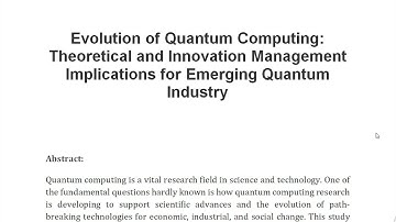 Evolution of Quantum Computing Theoretical and Innovation Management Implications for Emerging Quant