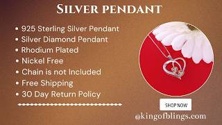 King Of Bling's 0.03CT Real Diamond Double HEART Sterling Silver with White Charm Pendant