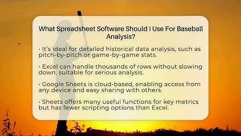 What Spreadsheet Software Should I Use For Baseball Analysis? - Baseball Statistics Vault