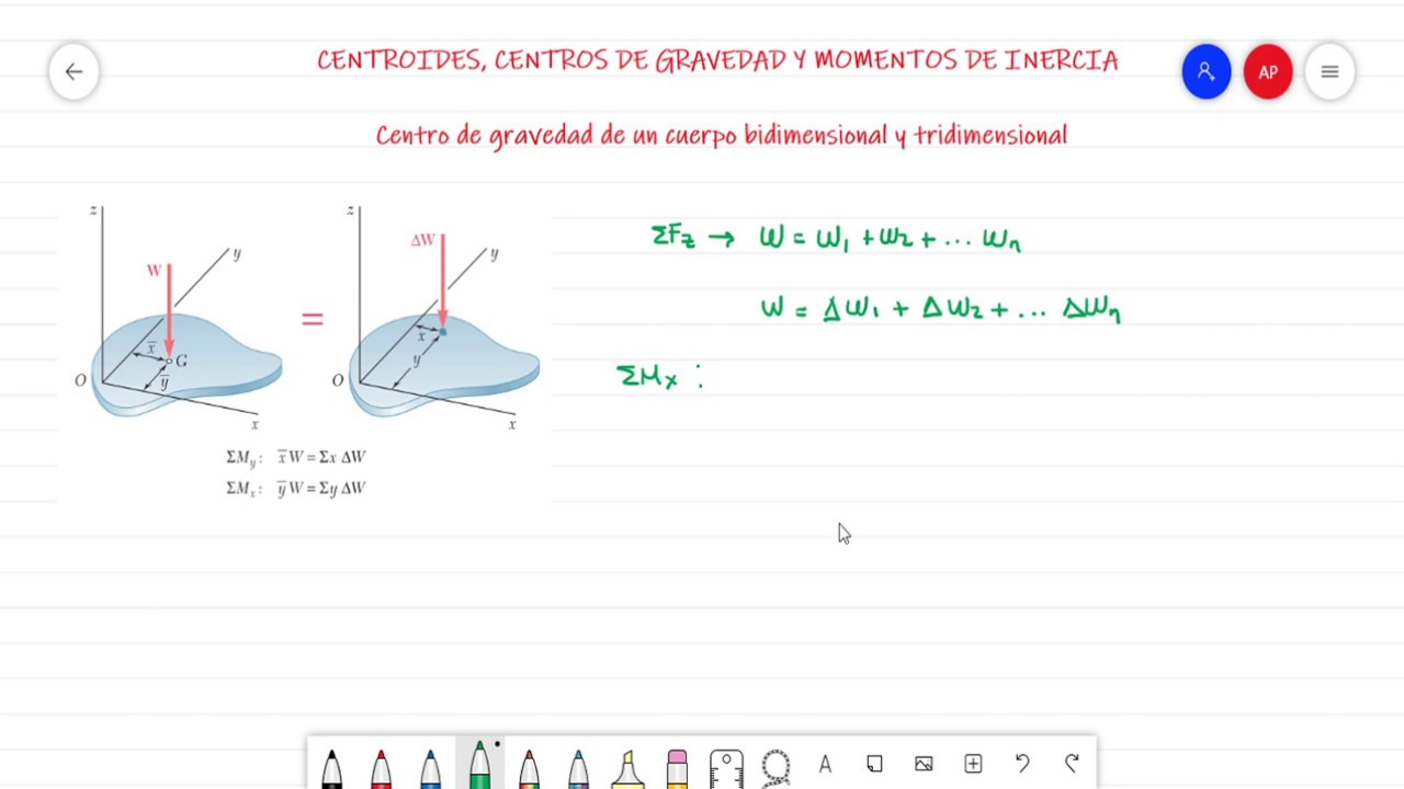 Estática | Centro de Gravedad y Momentos de Inercia | Cuerpo
