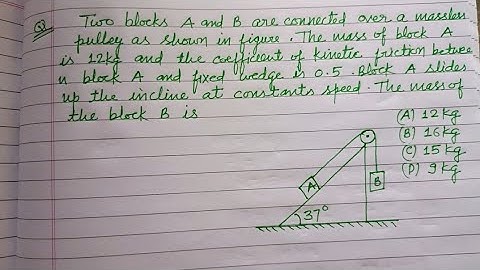 Two blocks A and B are connected over a massless pulley as shown in figure.. | jee mains physics