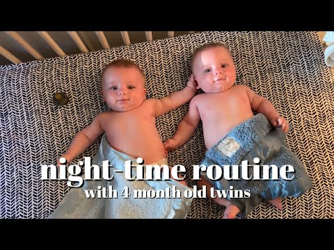 night-time routine with 4 month old twins