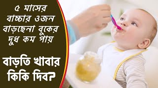 5 month baby food bangla/ 5 মাসের বাচ্চা বুকের দুধ কম পাচ্ছে বাড়তি খাবার শুরু করা যাবেকি? Baby food