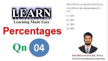 Percentages Question 04 | Placement Specific Question | Abdul Mishan | Learn For Excellence