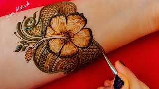 Professional indo arabic mehndi design |Front hand hibiscus flower mehndi |Peacock henna design