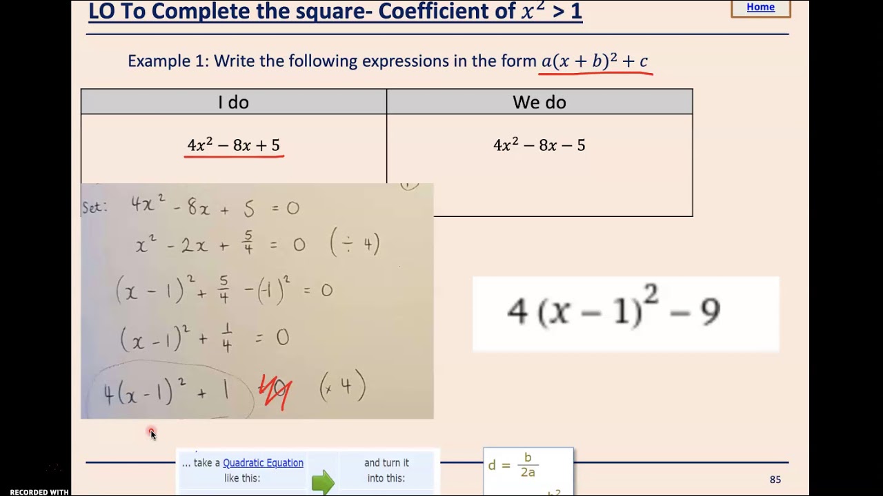 10 06 COMPLETING THE SQUARE - II - L7 - YouTube