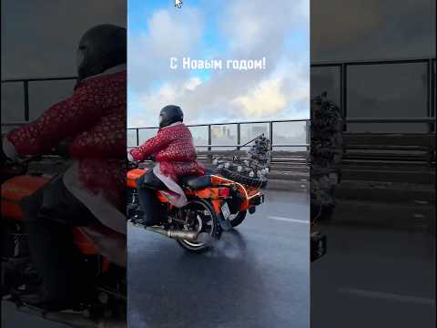 Дед Мороз на максималках 😂🎁 #новыйгод #дедмороз #прикол #мотоцикл