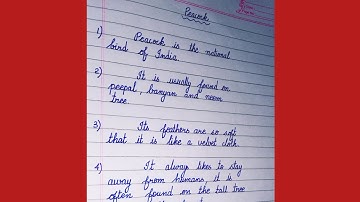 5 lines on peacock in cursive handwriting|cursive handwriting