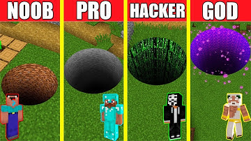 Minecraft Battle: TUNNEL HOUSE BUILD CHALLENGE - NOOB vs PRO vs HACKER vs GOD / Animation PIT HOLE