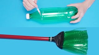 How To Make A Broom With Empty Sprite Plastic Bottles | Plastic Bottle Reuse Idea