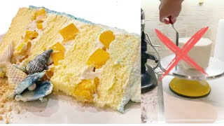 美人鱼蛋糕的组装及装饰｜反向抹刀用法｜mermaid cake assembling｜How to use offset spatula