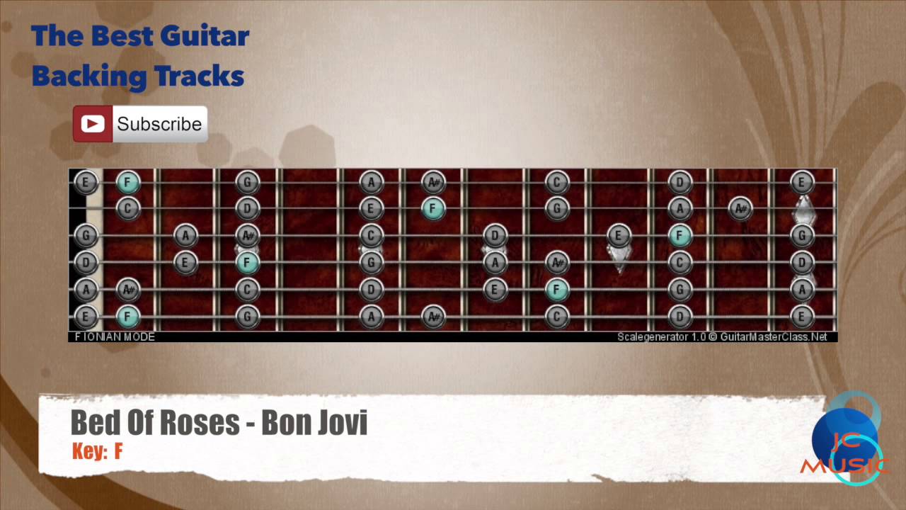 🎸 Bed Of Roses Bon Jovi Guitar Backing Track with scale chart YouTube