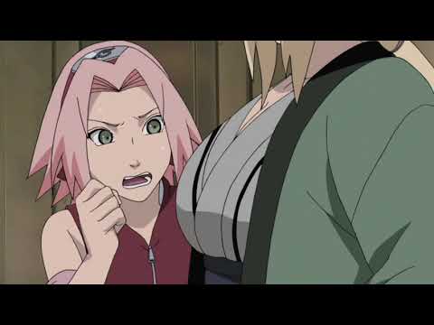 Sakura touch the chest of Tsunade