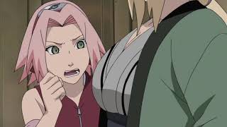 Sakura touch the chest of Tsunade