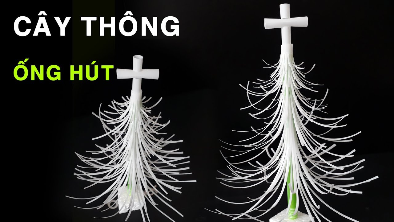 Làm cây thông Noel nhỏ xinh bằng ống hút đơn giản - Drinking Straws Christmas Tree DIY Ống Hút