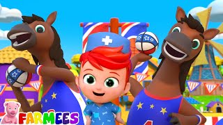 five tall horses jumping on the bed cartoon video by farmees