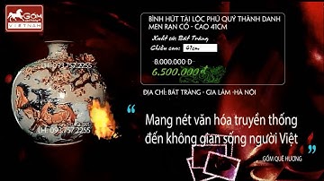 Bình hút tài lộc mã đáo thành công   men rạn cổ   cao 40cm