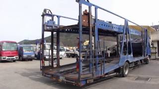 中古トラック 三菱 ファイター 5台積み 積載車 2段フロア 作動 - YouTube