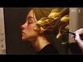 Fantasy gold fish portrait  oil painting time lapse