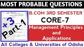 ⭕Most Probable Questions of Management Principles and Management ll Core-7 ll B.Com 3rd Sem ll