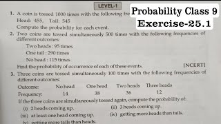 RD Sharma Ex 25.1 Q1 to Q14 Solutions for Class 9 Maths Chapter 25 Probability