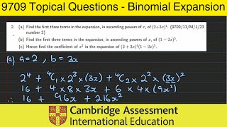 CIE AS Level Maths 9709 Binomial Expansion - Solved Topical Questions