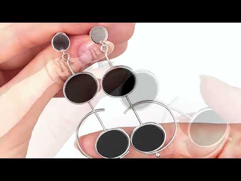 Срібні сережки БС1695Сон розмір 68х21 мм вставка онікс вага 7.72 г, видео 1