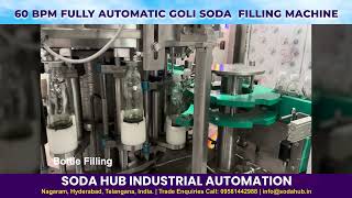 Fully automatic 60 BPM Goli Soda Glass Bottle filling machine