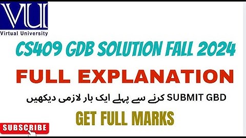 CS409 GDB SOLUTION FALL 2024 | FULL EXPLANATION | CORRECT SOLUTION #CS409 #virtualuniversitygdb
