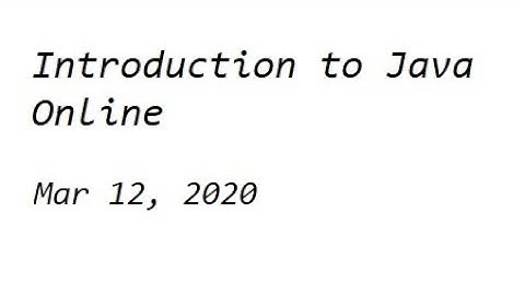 2020 03 12 Java Online Training Module 02, Webinar 03