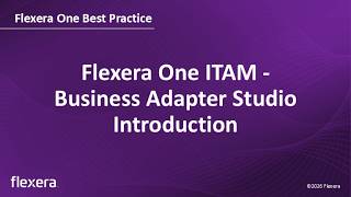 Flexera One ITAM - Business Adapter Studio Introduction
