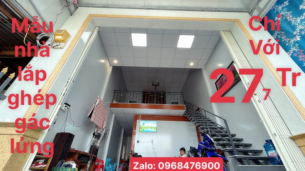 Mẫu nhà lắp ghép gác lửng thi công tại Hồng Ngự Đồng Tháp đã xong liên hệ 0968476900.