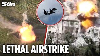 Ukrainian jet strike DEMOLISHES Russian positions in Zaporizhzhia