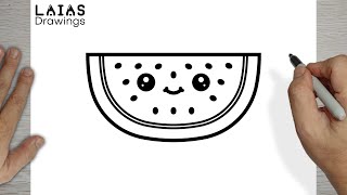 How to draw a a Cute Watermelon Slice, Easy Drawings by LAIAS Drawings 8 views 1 day ago 3 minutes, 43 seconds