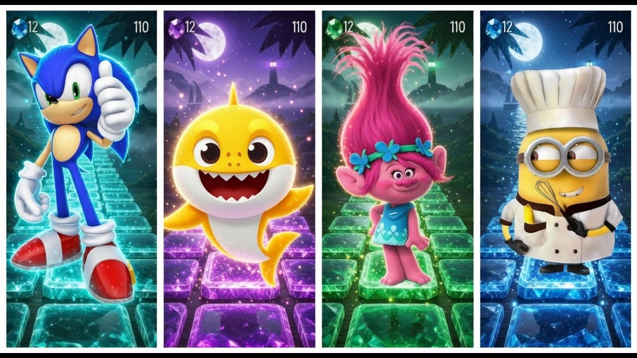 CRAZY SPEED JUNGLE PARTY!!! Sonic vs Baby Shark vs Trolls vs Minions