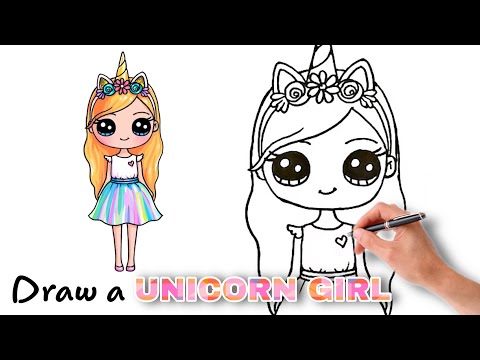 Cách Vẽ Tranh Cô Gái Unicorn | how to draw a Unicorn girl - YouTube