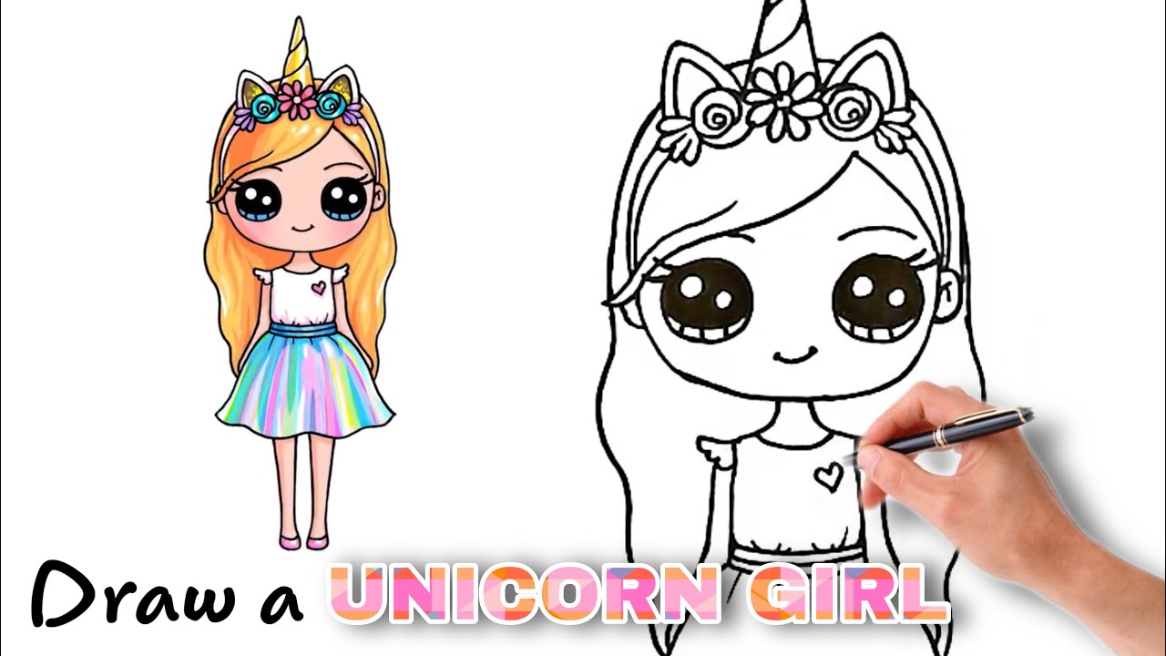 Cách Vẽ Tranh Cô Gái Unicorn | how to draw a Unicorn girl - YouTube