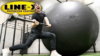 I SPRAYED A GIANT BALL WITH LINEX!! (LINEX BALL EXPERIMENT)