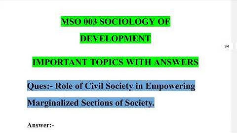 Role of Civil Society in Empowering Marginalized Groups | IGNOU MSO 003 | DECEMBER 2025 EXAMS