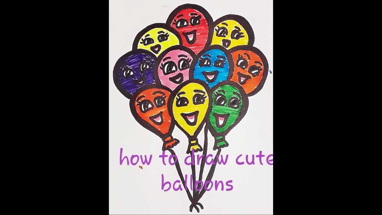 How to draw balloons / How to colour balloons - YouTube